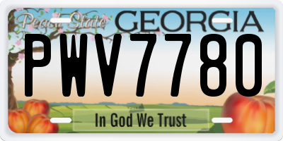 GA license plate PWV7780
