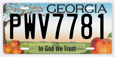 GA license plate PWV7781