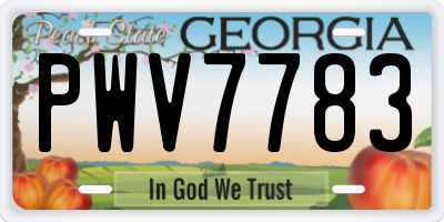 GA license plate PWV7783