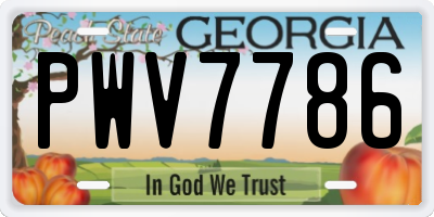 GA license plate PWV7786