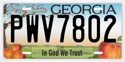GA license plate PWV7802