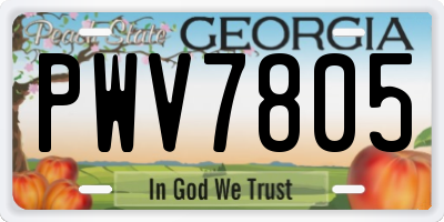 GA license plate PWV7805