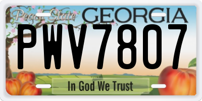 GA license plate PWV7807