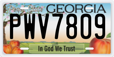 GA license plate PWV7809