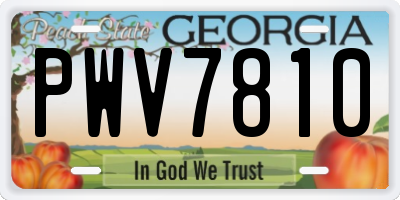 GA license plate PWV7810