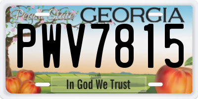 GA license plate PWV7815