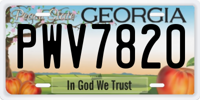 GA license plate PWV7820