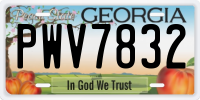 GA license plate PWV7832
