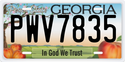 GA license plate PWV7835