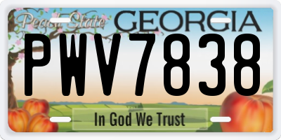 GA license plate PWV7838