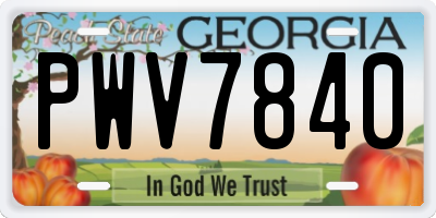 GA license plate PWV7840