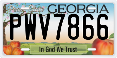 GA license plate PWV7866