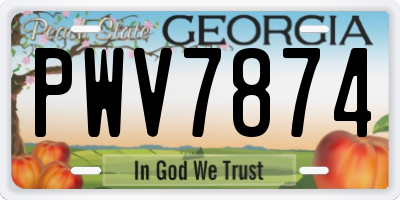 GA license plate PWV7874