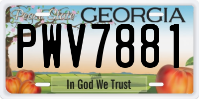 GA license plate PWV7881