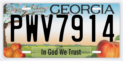 GA license plate PWV7914