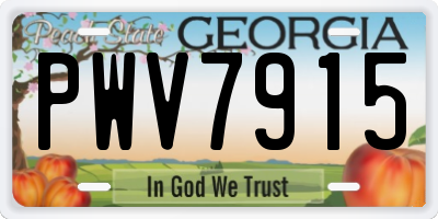 GA license plate PWV7915