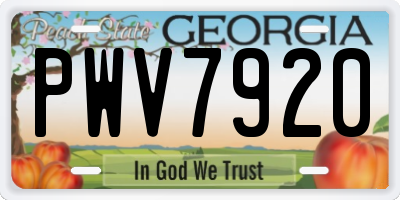 GA license plate PWV7920