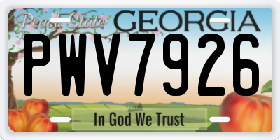 GA license plate PWV7926