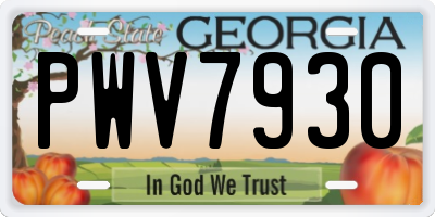 GA license plate PWV7930