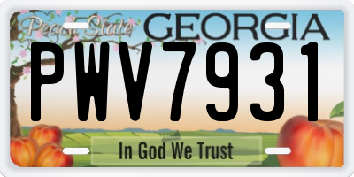 GA license plate PWV7931