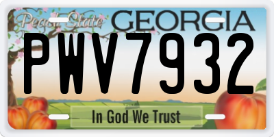 GA license plate PWV7932
