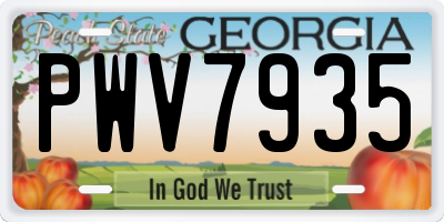 GA license plate PWV7935