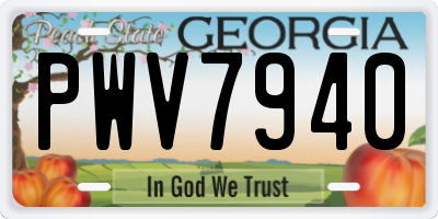 GA license plate PWV7940
