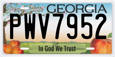 GA license plate PWV7952