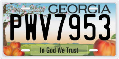 GA license plate PWV7953