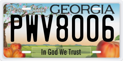 GA license plate PWV8006