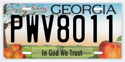 GA license plate PWV8011