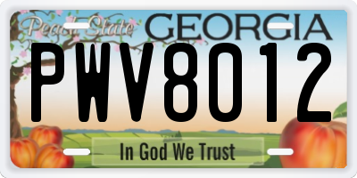 GA license plate PWV8012
