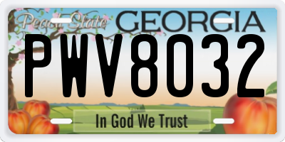 GA license plate PWV8032