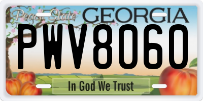 GA license plate PWV8060