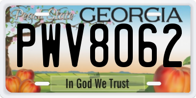 GA license plate PWV8062