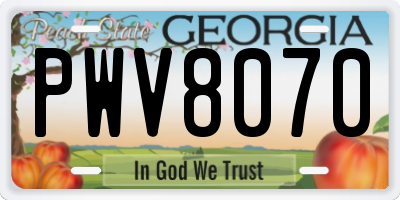 GA license plate PWV8070