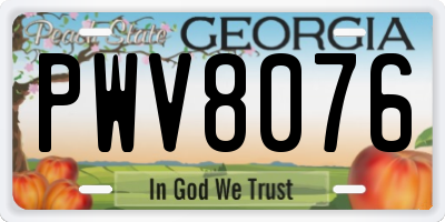 GA license plate PWV8076
