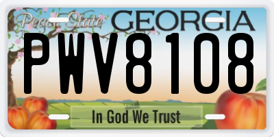 GA license plate PWV8108
