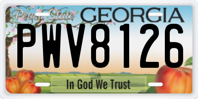 GA license plate PWV8126
