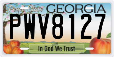 GA license plate PWV8127
