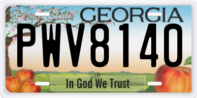 GA license plate PWV8140