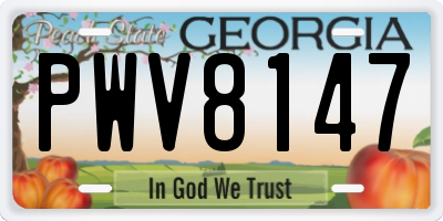 GA license plate PWV8147