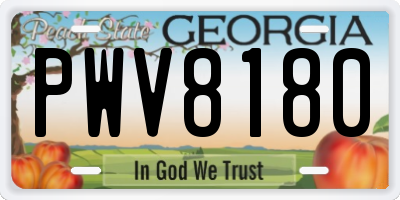 GA license plate PWV8180