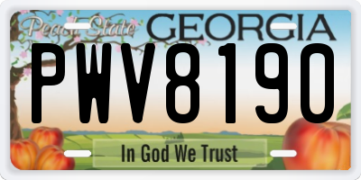 GA license plate PWV8190