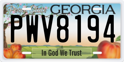 GA license plate PWV8194