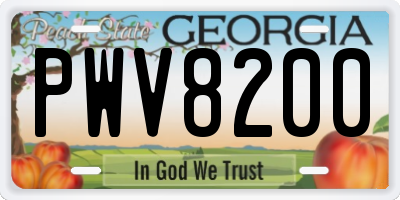 GA license plate PWV8200