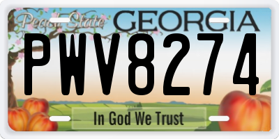 GA license plate PWV8274