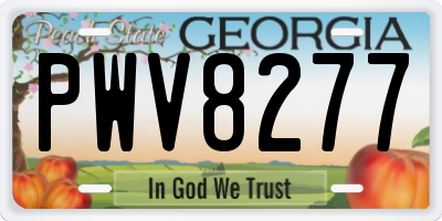 GA license plate PWV8277