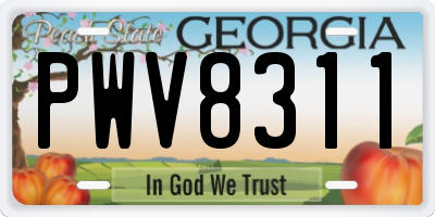 GA license plate PWV8311