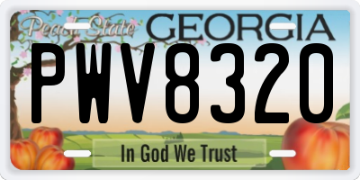 GA license plate PWV8320